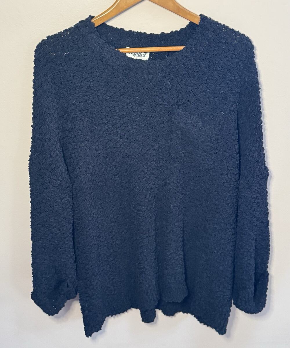 Haptics Loose Knit Ladies Black Pocket Sweater XL